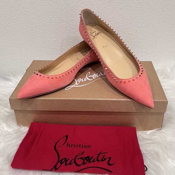 Christian Louboutin ANJALINA Pointed Hall Follies Kate Duvettina Ballet Flat 40 - Picture 1 of 9